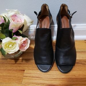 Lucky Brand open toe leather booties